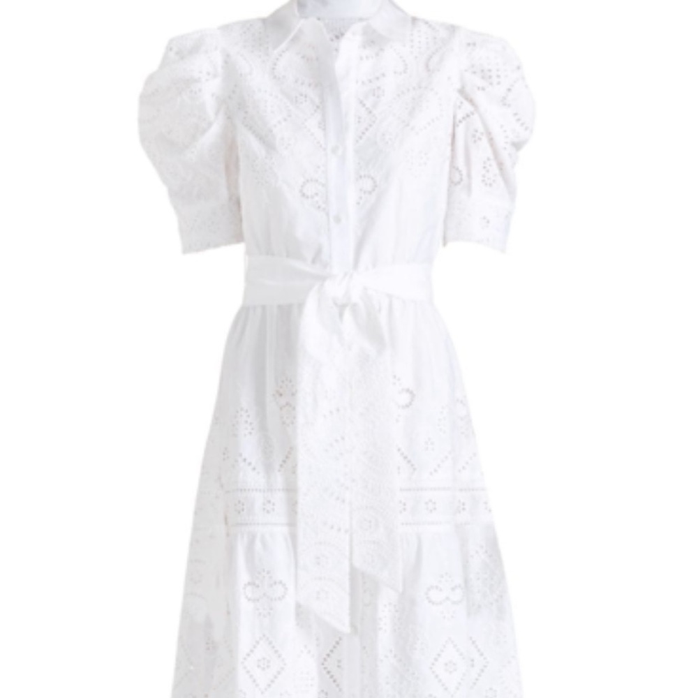 Shoshanna Blakely Eyelet White Dress Sz 6 - Picture 2 of 13